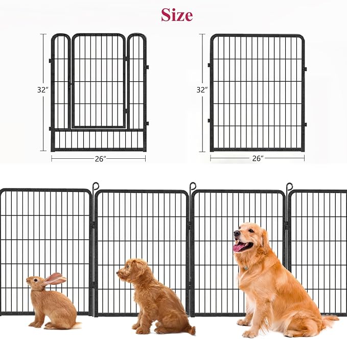 Dog Playpen, 32inch 20 Panels Outdoor Dog Fence Indoor Dog Pen Anti-Rust Pet - Image 7