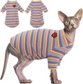 DENTRUN Hairless Cats Shirt Breathable Cat Daily Wear Clothes Stripe Vest by DENTRUN
