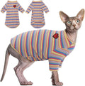 DENTRUN Hairless Cats Shirt Breathable Cat Daily Wear Clothes Stripe Vest by DENTRUN