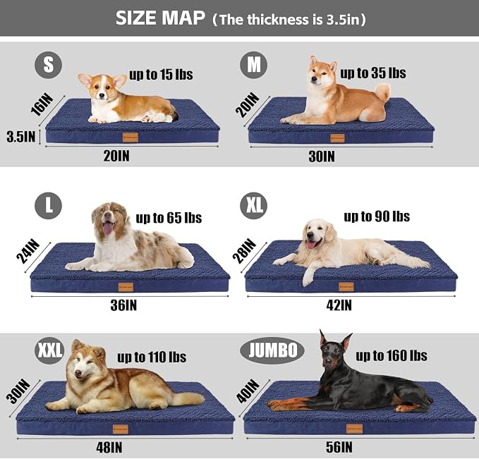 Patas Lague Orthopedic XL Dog Bed Large Sized Dog 48''X30'', Soft Waterproof - Image 5