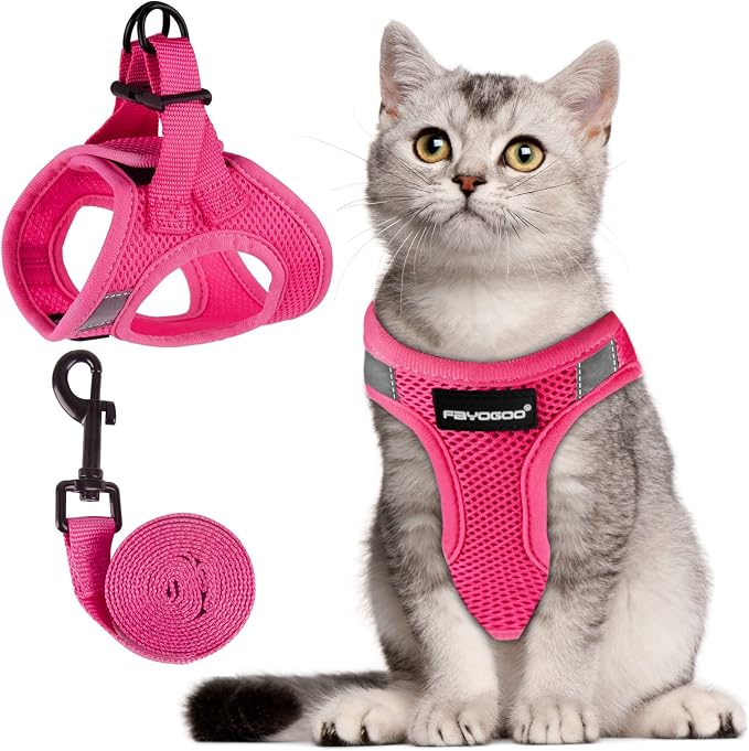FAYOGOO Pink Solid Cat Harness and Leash Set, Escape Proof, Adjustable by FAYOGOO