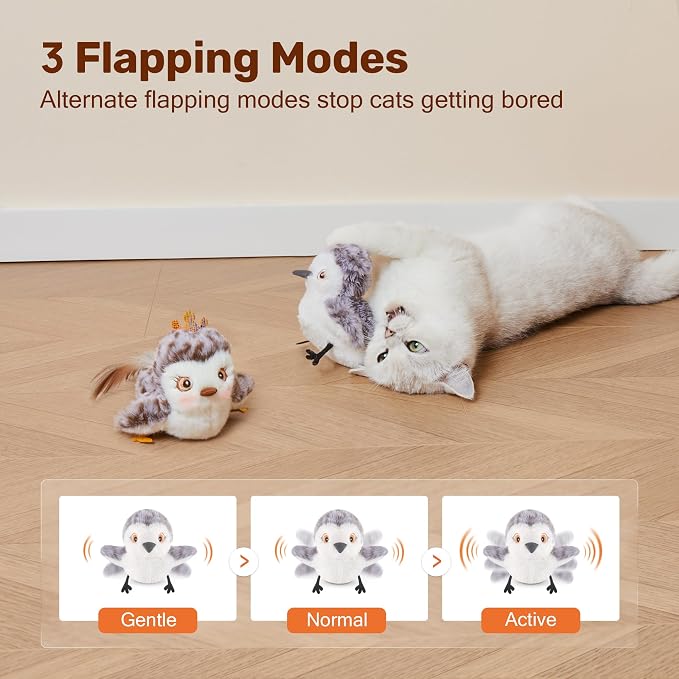Potaroma Cat Toys 2 Pcs Flapping Sandpiper Pair-Mate, Lifelike Birds Chirp - Image 3