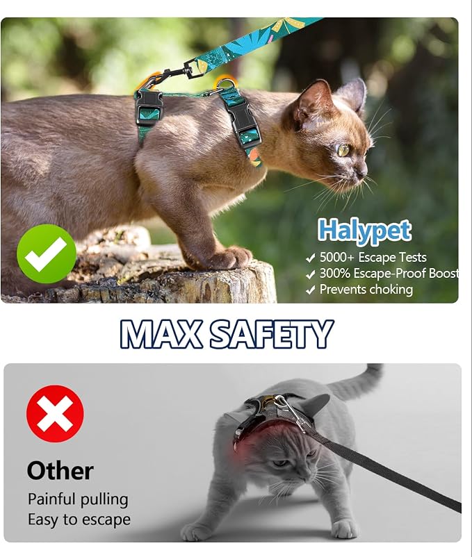 Halypet Cat Harness and Leash Set, Escape Proof Cat Harness, Soft Comfortable - Image 4
