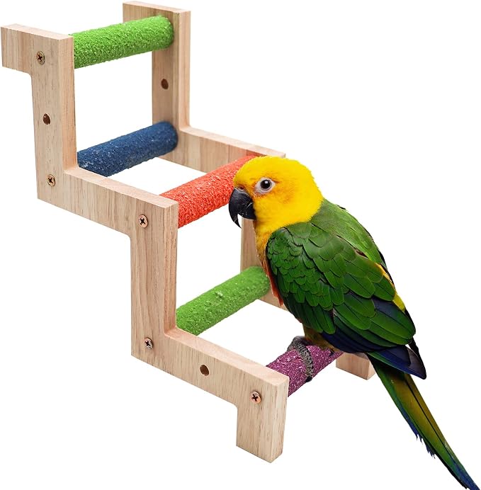 Bird Ladder Bridge, Wooden Parrot Hamster Climbing Ladder Toys, Bird Perch Stand by Dnoifne