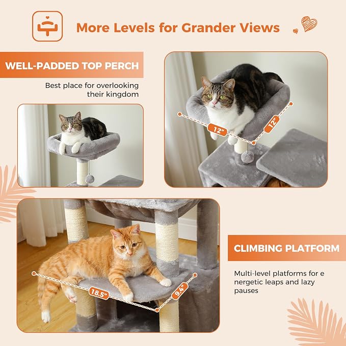 Cat Tree for Indoor Cats, 64.5" Tall Cat Tower - Image 5