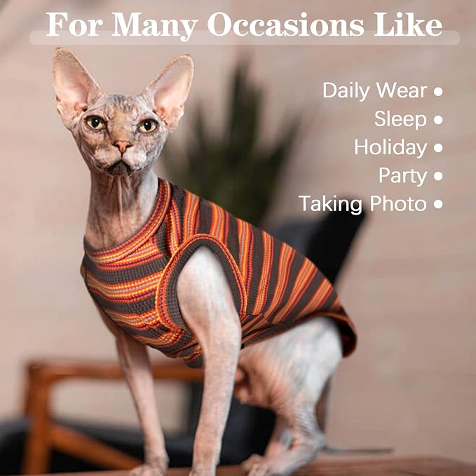 BRKURLEG Sphynx Hairless Cats Shirt Puppy Clothes Soft Cotton T-Shirts Cute - Image 6