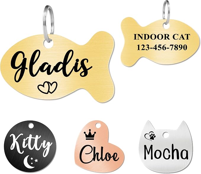Ultra Joys Cat ID Tag Personalized Pet Tags, Durable Stainless Steel Small Pet by UltraJoys