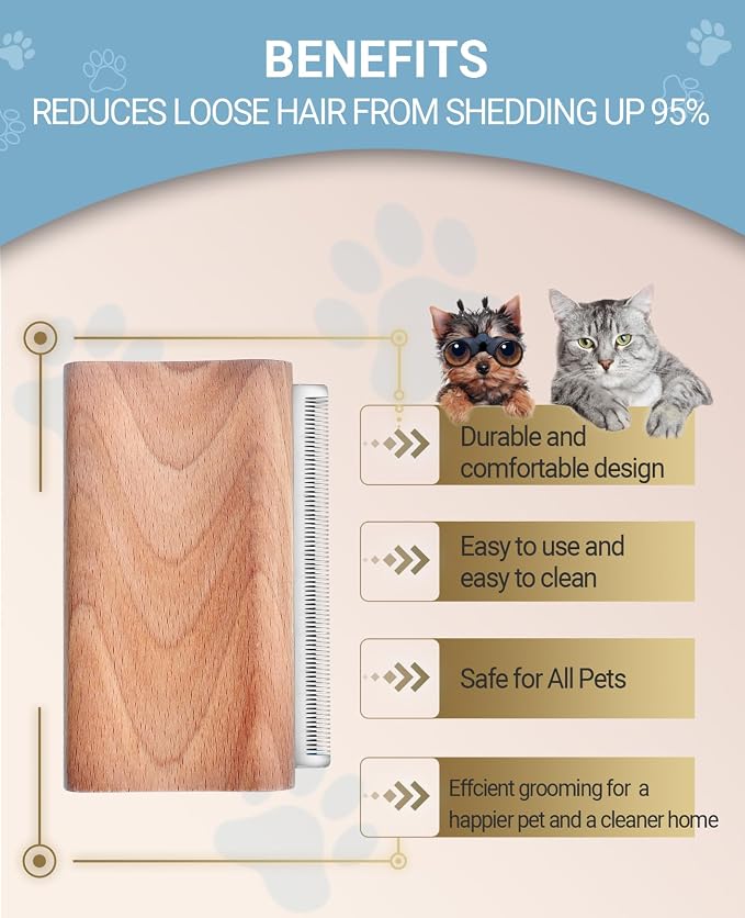 Dog Brush for Shedding | Pet Hair Removal Tool, Cat Grooming Supplies, - Image 5
