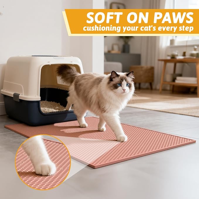 Pieviev Cat Litter Mat Double Layer Waterproof Urine Proof Trapping Mat 1 Pack) - Image 4