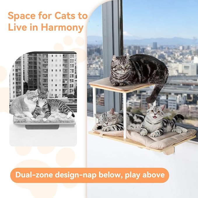 PETSFIT Cat Window Perch, Dual-Level Hammock - Image 6