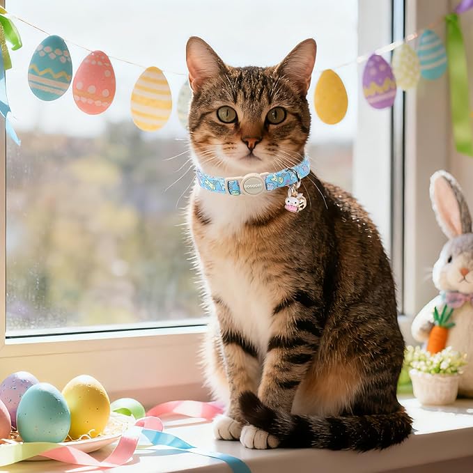 DOGWONG 2 Pack Easter Day Cat Collar Breakaway, Safety Adjustable Easter Plaid - Image 5