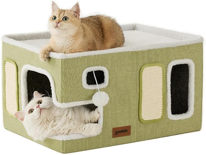 Extra-Wide Cat House for Indoor Cats by Zomisia