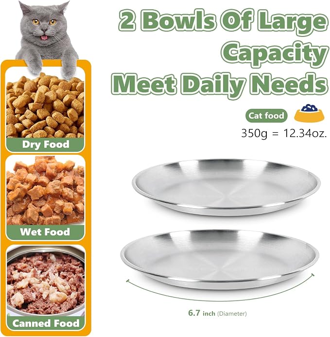 4-Pack Stainless Steel Cat Food Bowls, Shallow Whisker-Friendly Non-Slip - Image 5
