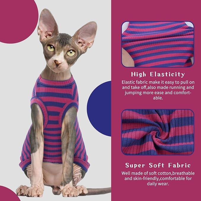 BRKURLEG Sphynx Hairless Cats Shirt Puppy Clothes Soft Cotton T-Shirts Cute - Image 3
