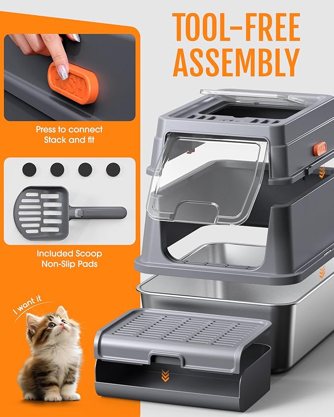 Cat Litter Box - Stainless Steel Litter Box - Image 6
