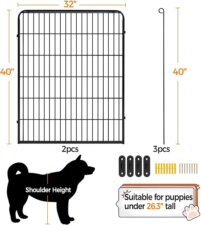 Yaheetech Dog Playpen Outdoor, 40 inch 2 Panels Dog Pen Indoor Heavy Duty Puppy - Image 7