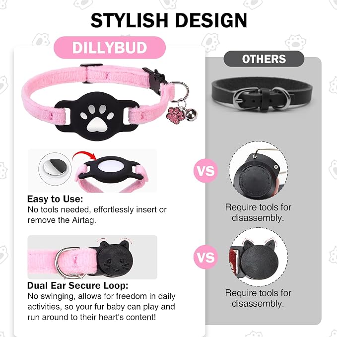 Airtag Cat Collar Breakaway, Cute GPS Cat Tracker Collars - Image 5