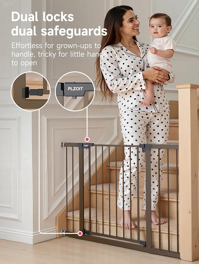 Baby Gate for Stairs, Stairs and Doorways Child Gate Pressure Mounted Safety - Image 2
