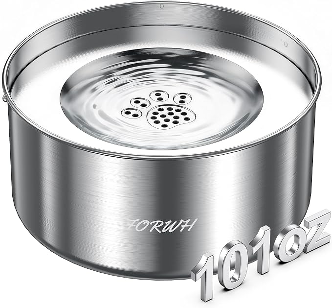 Stainless Steel Dog Water Bowl No Spill, 101oz/3L Large Capacity Pet Water by FORWH
