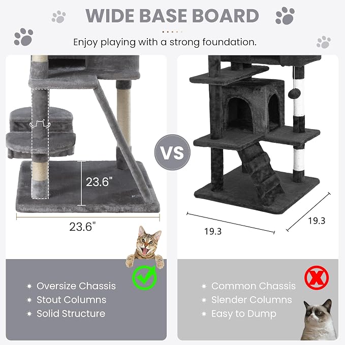 SHA CERLIN 65in Larger Cat Tree Tower Condo - Image 6