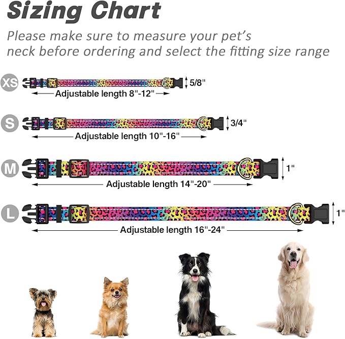 Reflective Dog Collar for Extra Small Dogs Cats, Cute Leopard Style Adjustable - Image 7