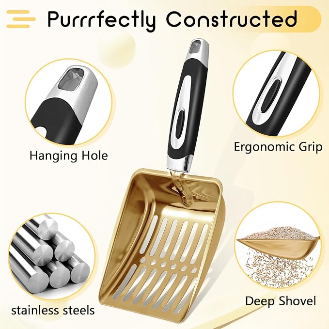 Stainless Steel Cat Litter Scoop, Metal Cat Litter Scoop, Kitty Metal Scooper - Image 3