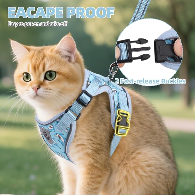 PUPTECK Cat Harness and Leash Set Escape Proof Reflective Cat Walking Harness - Image 3