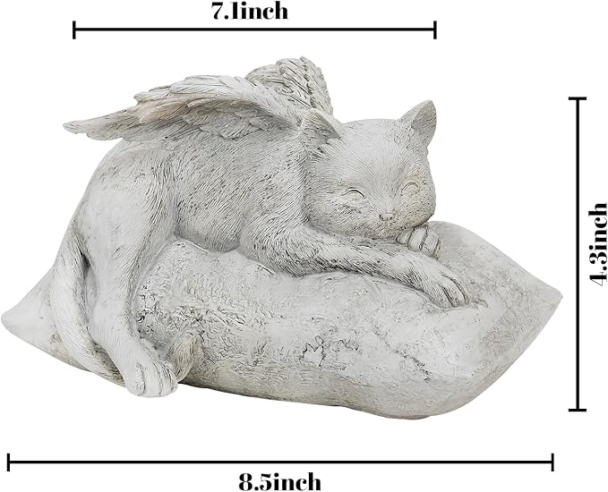 Holiberty Cat Angel Figurine Memorial Pet Stone Statue - Image 6