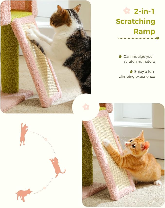 Flower Cat Tree 47.2" Multi-Level Cat Tower - Image 2