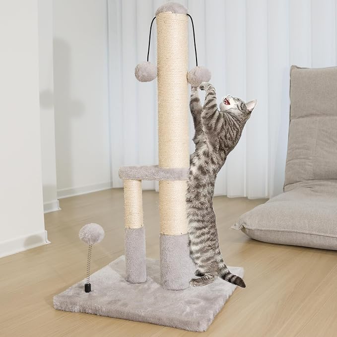 Dimaka Tall Cat Scratching Post, Double Lower Posts Extra Stable Cat Post Tree - Image 3