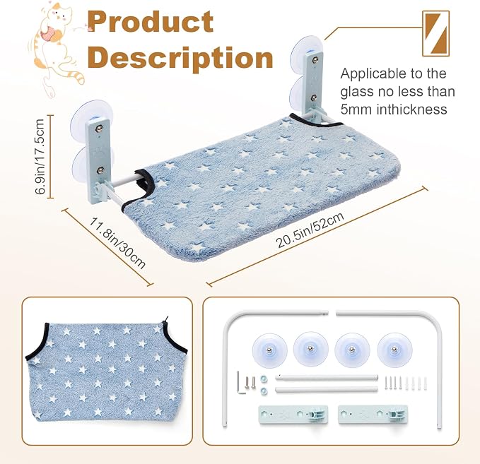 Glow in The Dark Cat Window Perch, Large Foldable Hammock Bed - Image 4