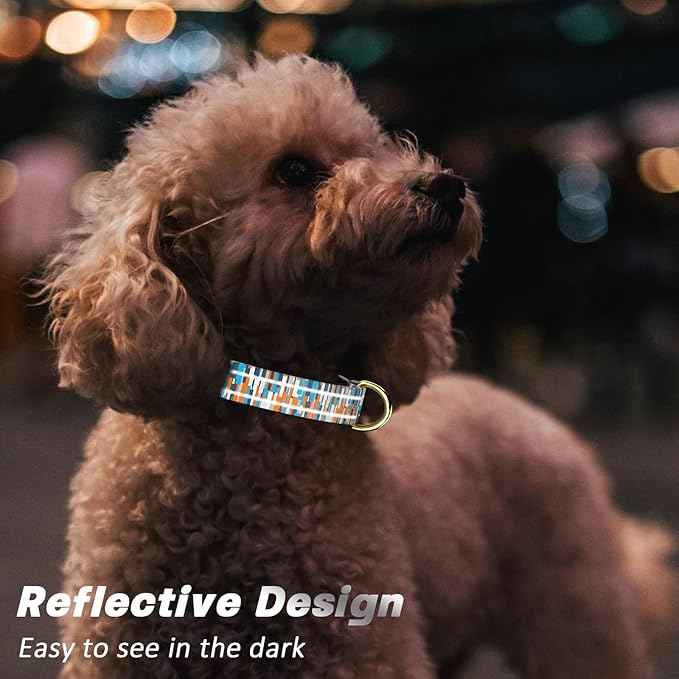 Reflective Dog Collar for Small Dogs, Cute Boho Adjustable Heavy-Duty Nylon