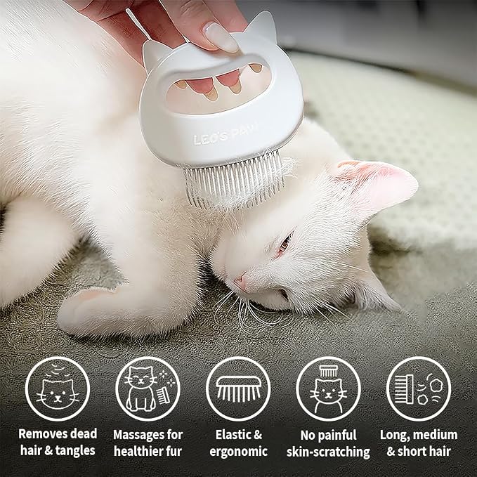 Leo's Paw The Original Pet Hair Removal Massaging Shell Comb Soft Deshedding - Image 2