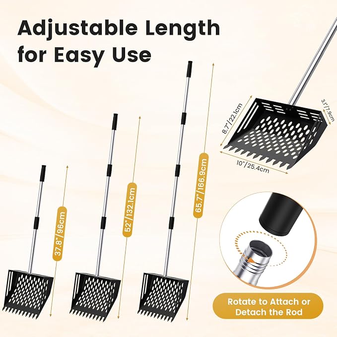 Chicken Poop Scooper and Rake, 2-in-1 Metal Sand Sifting Shovel - Image 3
