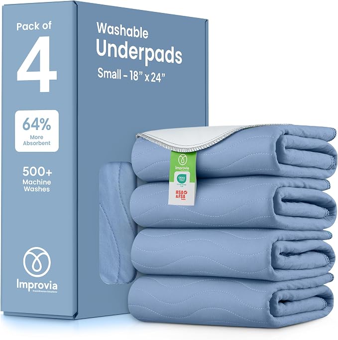 IMPROVIA® Washable Underpads, Heavy Absorbency Reusable Incontinence Pads by IMPROVIA