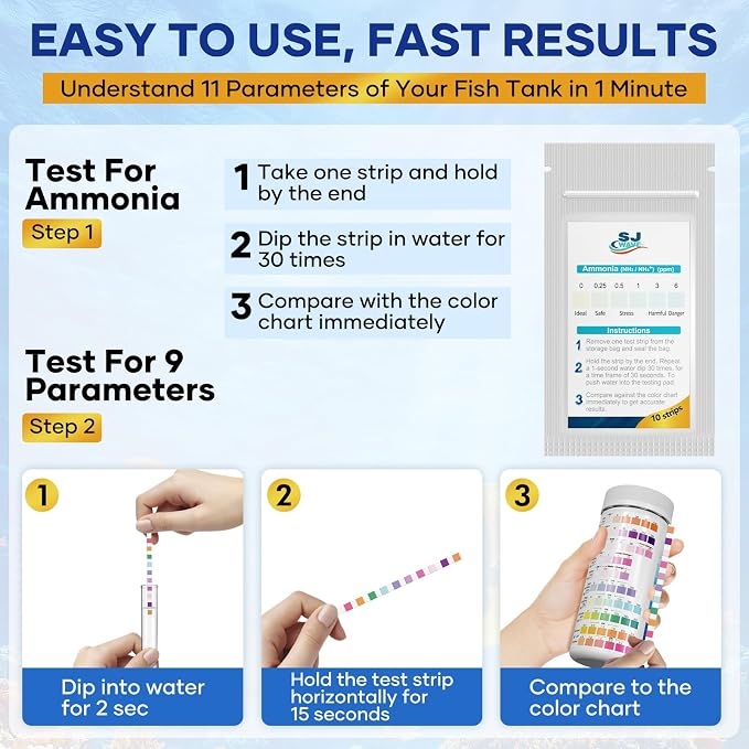 11 in 1 - Aquarium Test Strips | 950 Tests - 150 Strips | Fish Tank Aquariums - Image 4