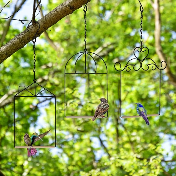 3PK Metal Frame Hummingbird Swings and Perches - Image 5