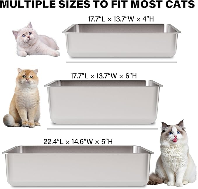 Stainless Steel Litter Box, XL Metal Litter Box - Image 6