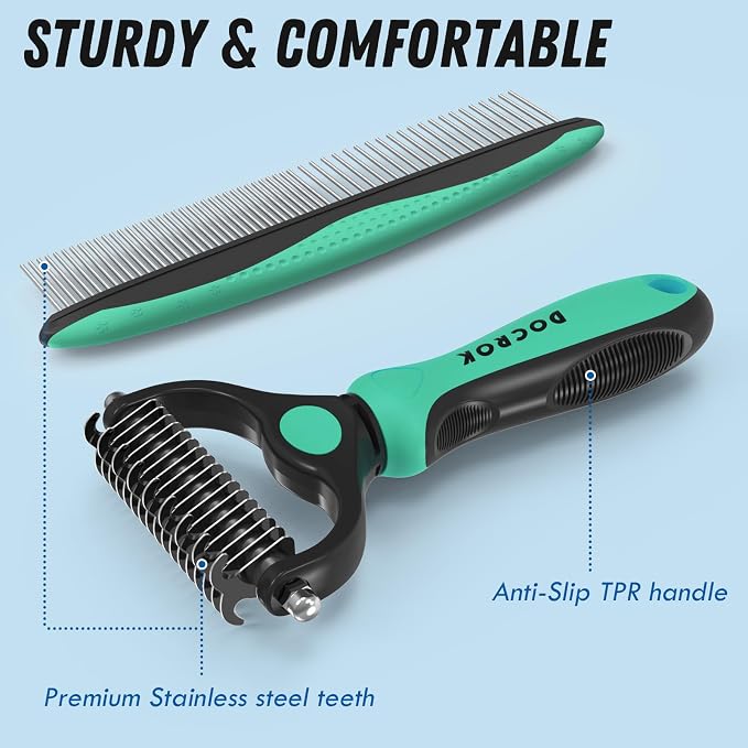 Pet Grooming Brush and Metal Comb Combo, Cat Brush Dog Brush - Image 6