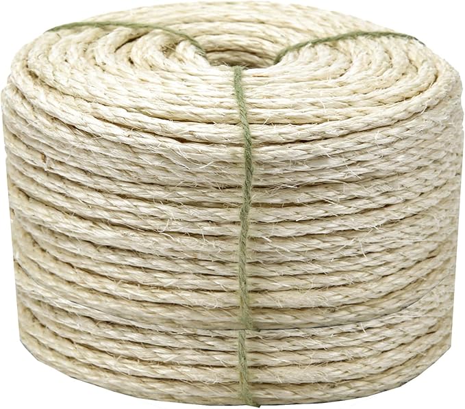 Cat Sisal Rope 164-Feet 4mm for Scratcher Repair and Replace Scratching Post by Juomid