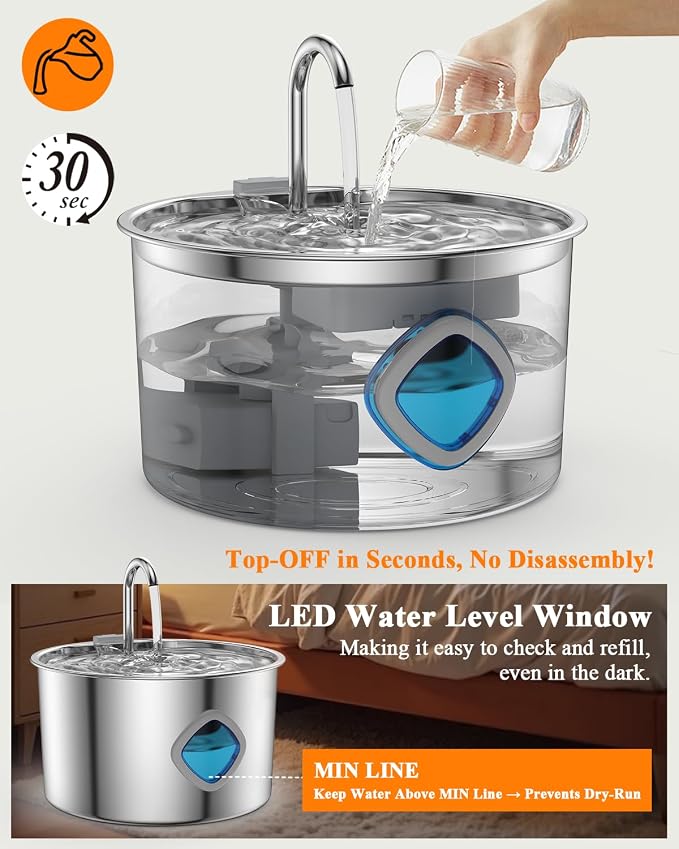 Cat Water Fountain Stainless Steel Large Capacity Automatic Water Dispenser - Image 5