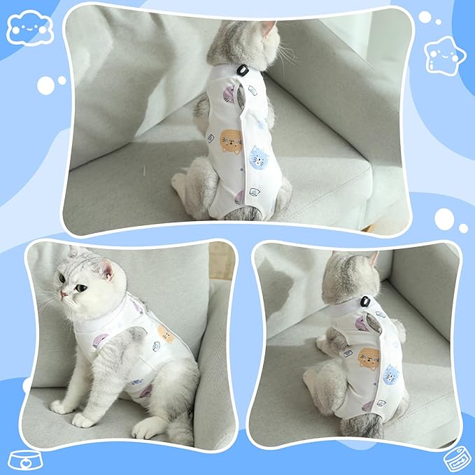 Coppthinktu Cat Recovery Suit Female, Breathable Cat Onesie After Surgery Female - Image 4