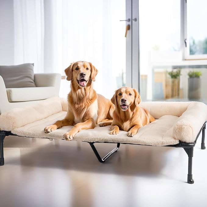 Veehoo Orthopedic Elevated Dog Bed + Removable Fluffy Pillow-Top Mat, Plush by Veehoo