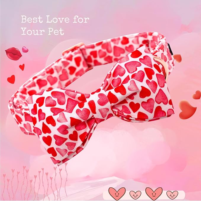 Lionheart glory Dog Bow Collar Valentine's Day Dog Collars Adjustable Soft Red - Image 3