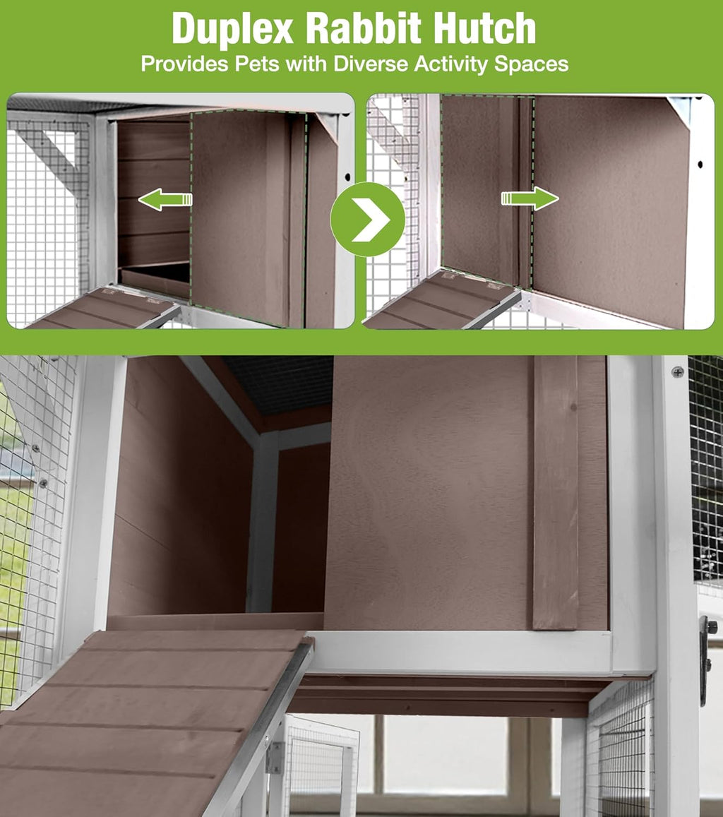 GUTINNEEN 2-Story Rabbit Cage with 4 Swivel Casters, Brown - GlobalHabitat Supply
