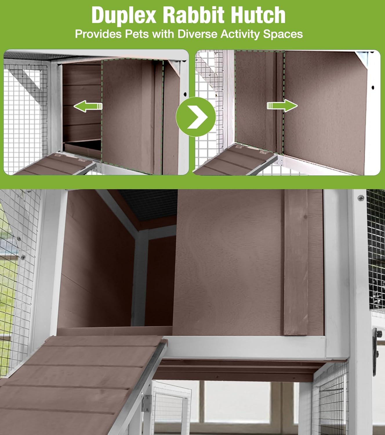 GUTINNEEN 2-Story Rabbit Cage with 4 Swivel Casters, Brown - GlobalHabitat Supply