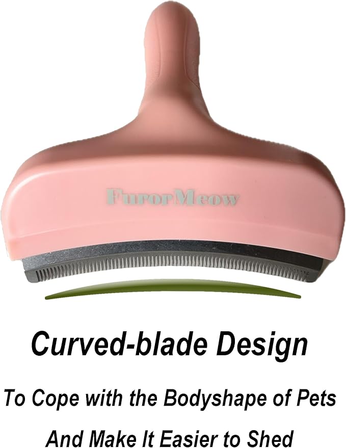 Pet Deshedding Tool with Curve Blade, Cat Grooming Brush, Tight V-shaped Teeth - Image 2