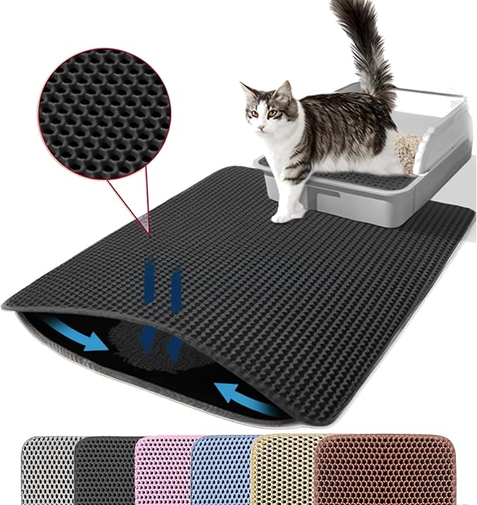Cat Litter Mat, 24x18 Inches Large Double Layer Honeycomb Cat Litter Trapping by Petinstinct