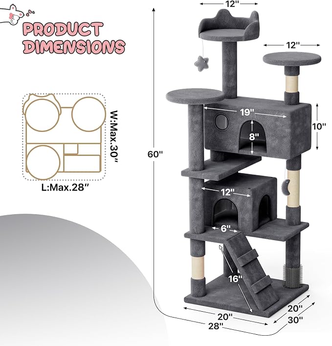 MoNiBloom 60 Inch Cat Tree Tower - Image 2