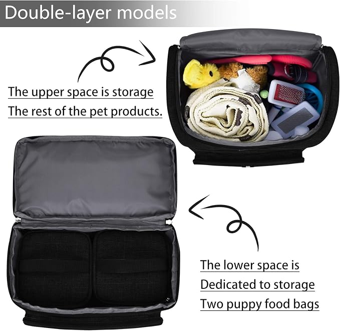 BAGLHER Pet Travel Bag, Double-Layer Pet Supplies Backpack, Pet Travel Backpack - Image 4